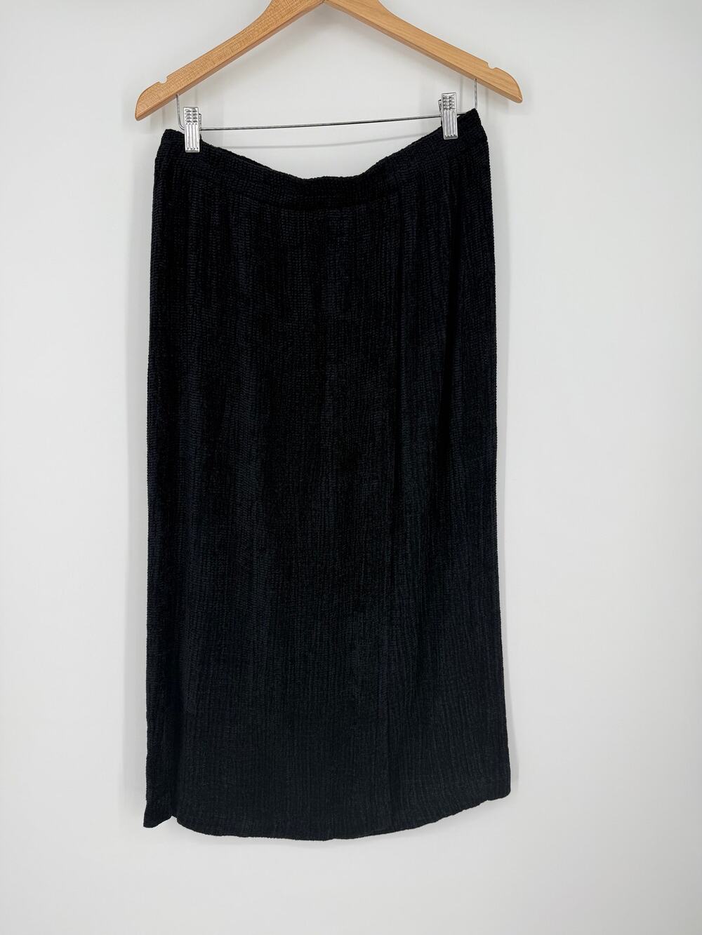 Vintage Nicole Marx NWT Straight Black Maxi Pull On Skirt Rayon Chenille READ